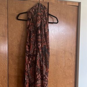 Brown orange paisley printed scarf